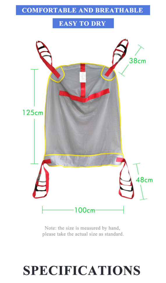 Divided Leg Full Body Mesh Patient Lift Sling Size Info