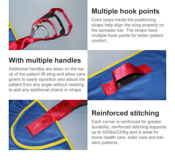 Universal Divided Leg Padded Patient Lift Sling with Head Support - product instruction