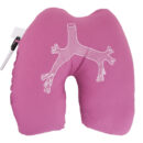 the custom designed lung shape Cough Pillow after surgery red