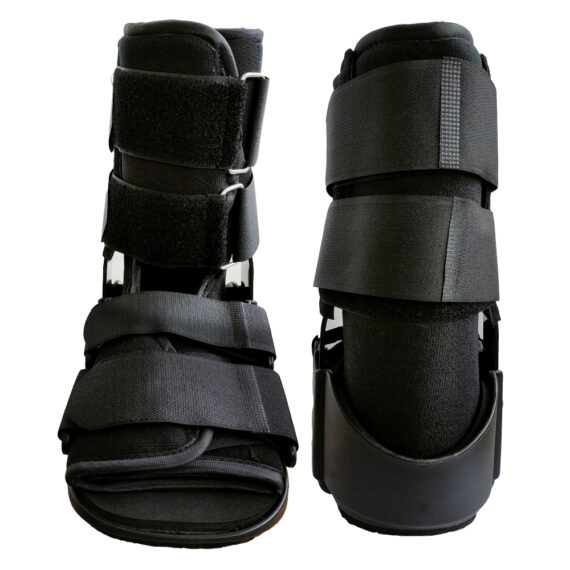 No-slip Rocker sole Medical-grade velcro Extra strong polymer shell Standard Ankle Walkers